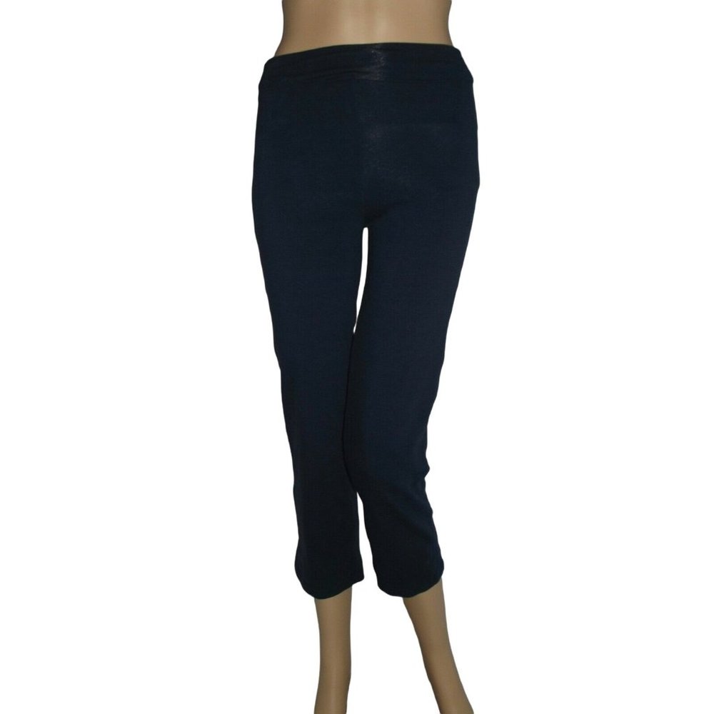 Crushed Ice 7/8 Navy Blue Stretch Knit Cropped Pants crop yoga capri small